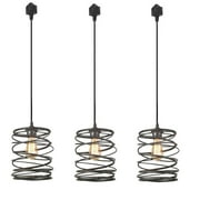 FSLiving H-Type Track Pendant Light Industrial Hanging Lamp Vintage Edison Black Cage Pendant Light Modern Vintage Farmhouse Kitchen Lamp,3-Pack